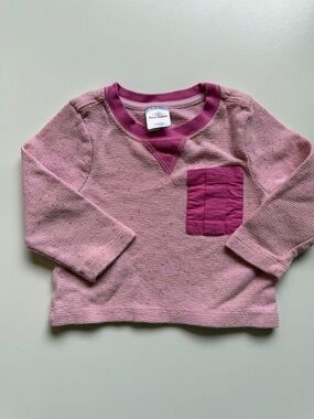 Hanna Andersson Pink Thermal Pullover with Magenta Pocket